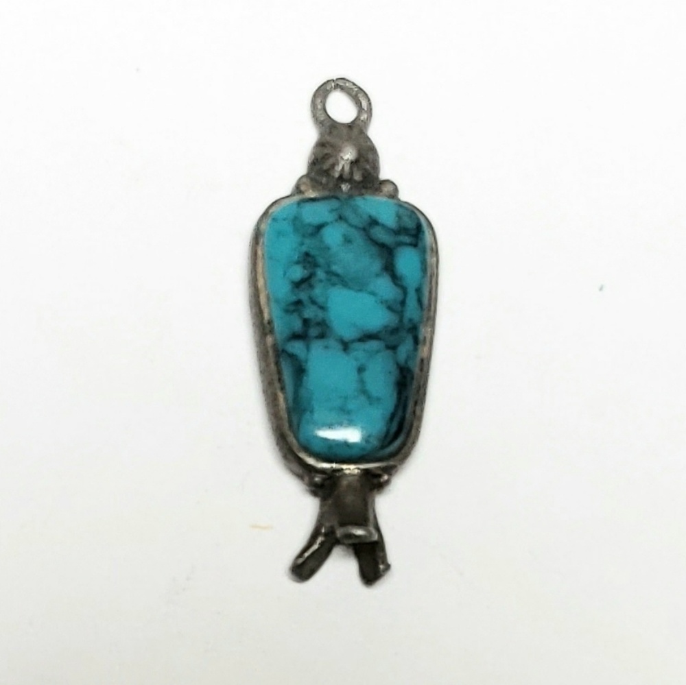 Squash Blossom Faux Turquoise Pendant Charm